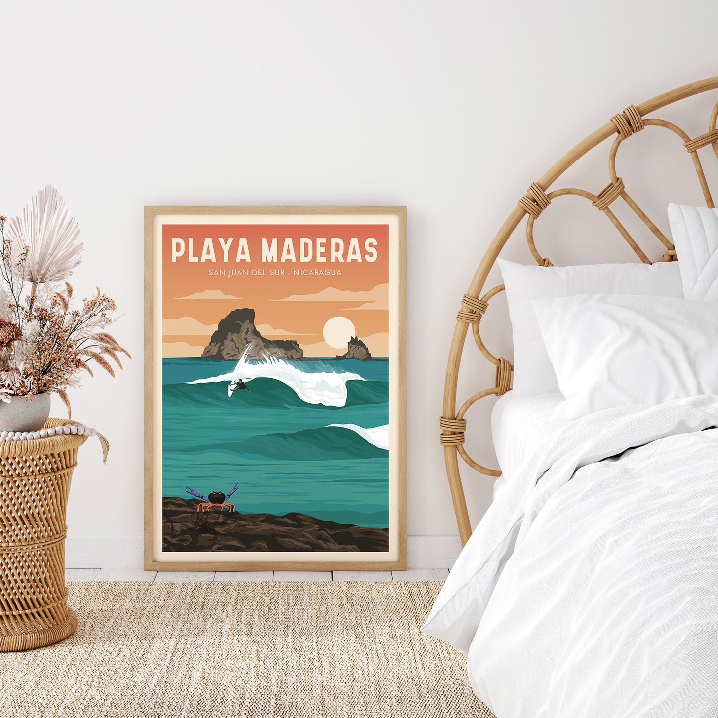 Nicaragua Surf art, Nicaragua surf decor, vintage surfing posters of Nicaragua