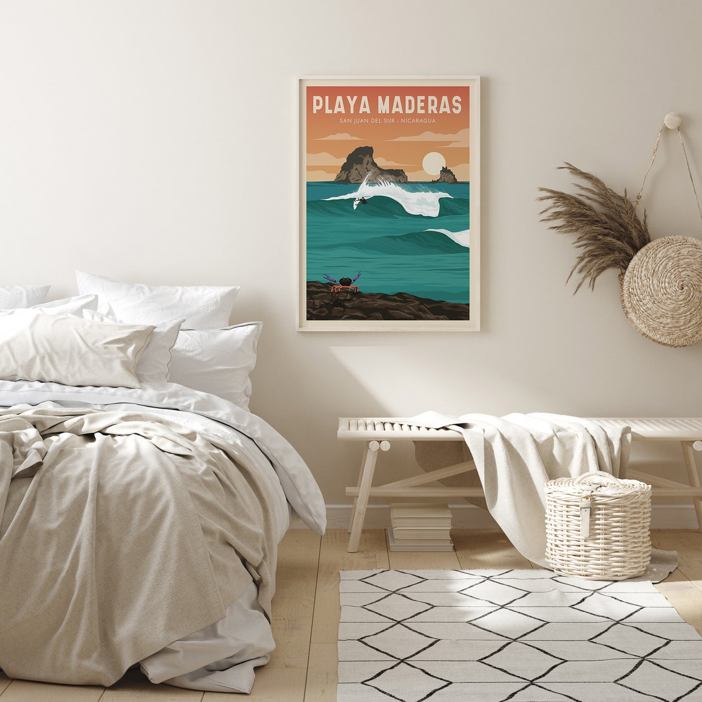 Nicaragua Surf Room Decor, Playa Maderas surf Artwork