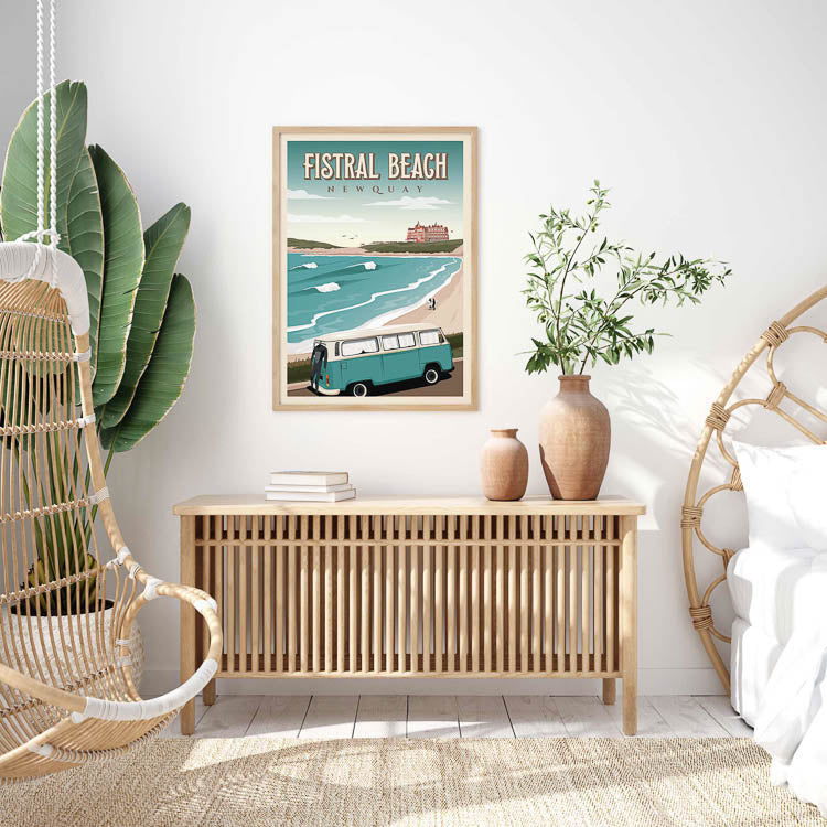 uk surf poster, uk surf prints, uk surfing artwork, uk vintage travel poster