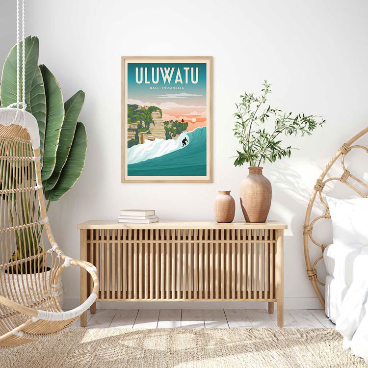 uluwatu beach poster, bali travel prints, bali art,