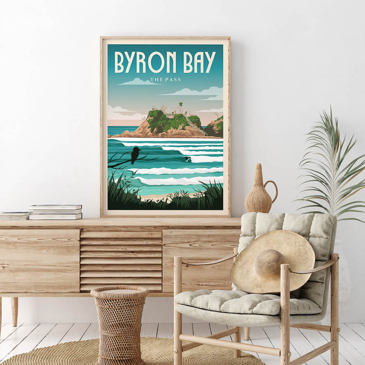 byron bay surf poster, surf posters australia