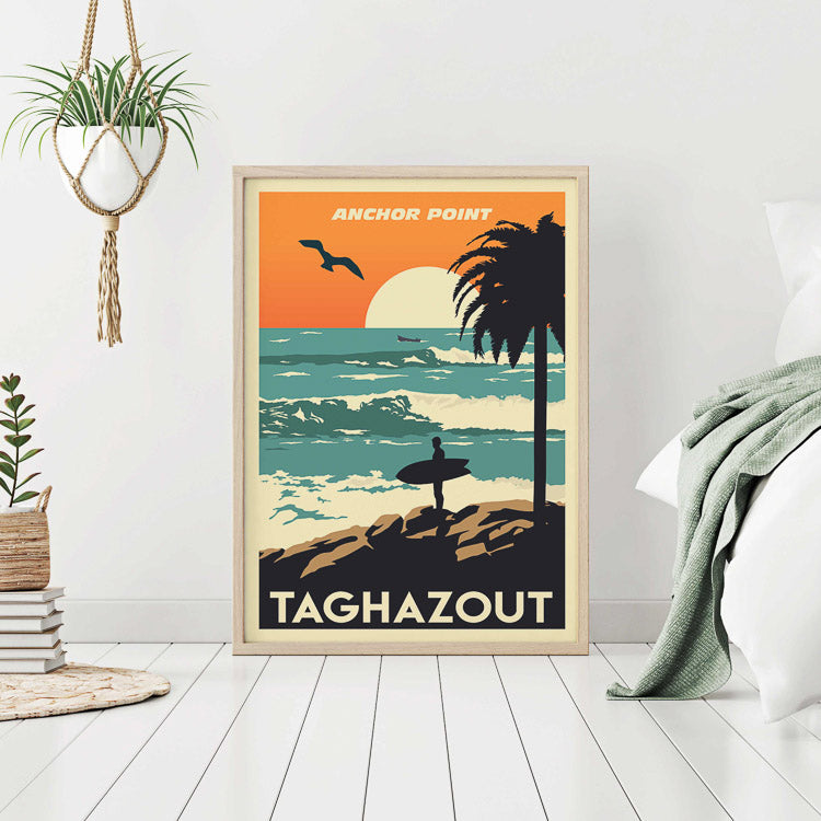 moroccan wall art, moroccan wall decor, taghazout surf wall art, surf decor