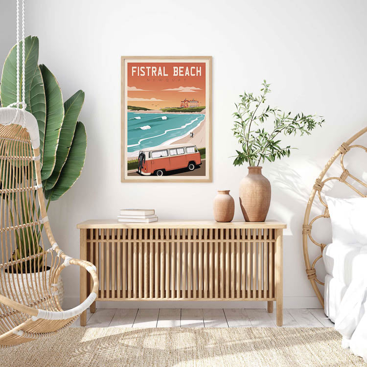 newquay surf poster, surf prints uk, fistral beach art, uk posters