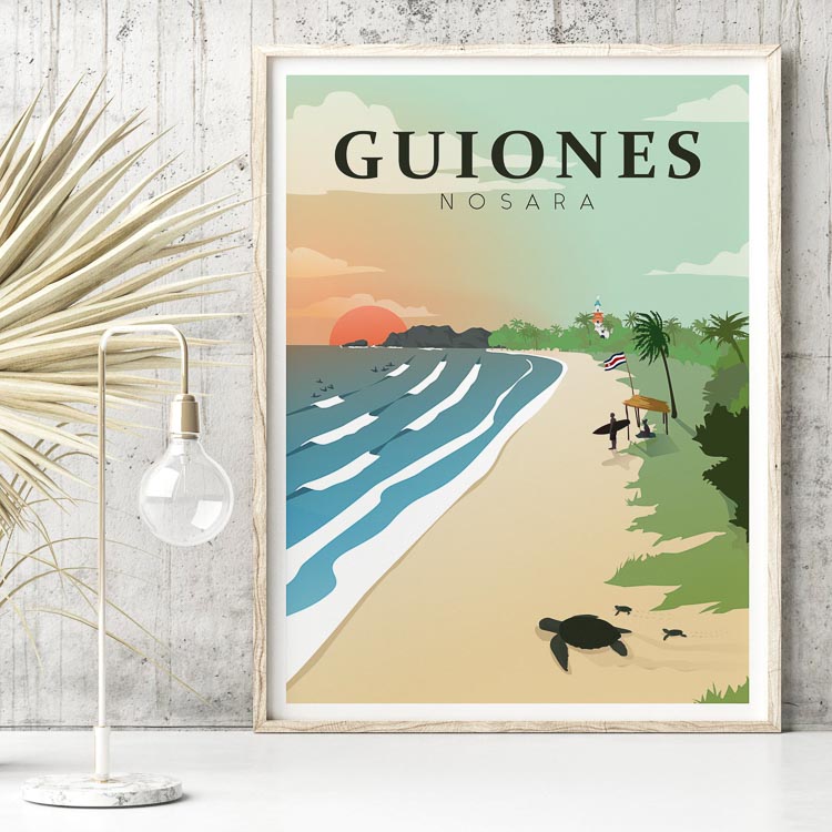 playa guiones surf room decor, costa rica surf bedroom decor, vintage surf art, surf design, giclee art prints, surf wall decor