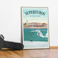 portugal surf art, beach poster prints, beach sunset poster, surf prints framed, classic surf posters