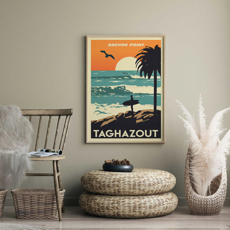anchor point morocco poster, morocco poster, morocco art print, taghazout surfing print