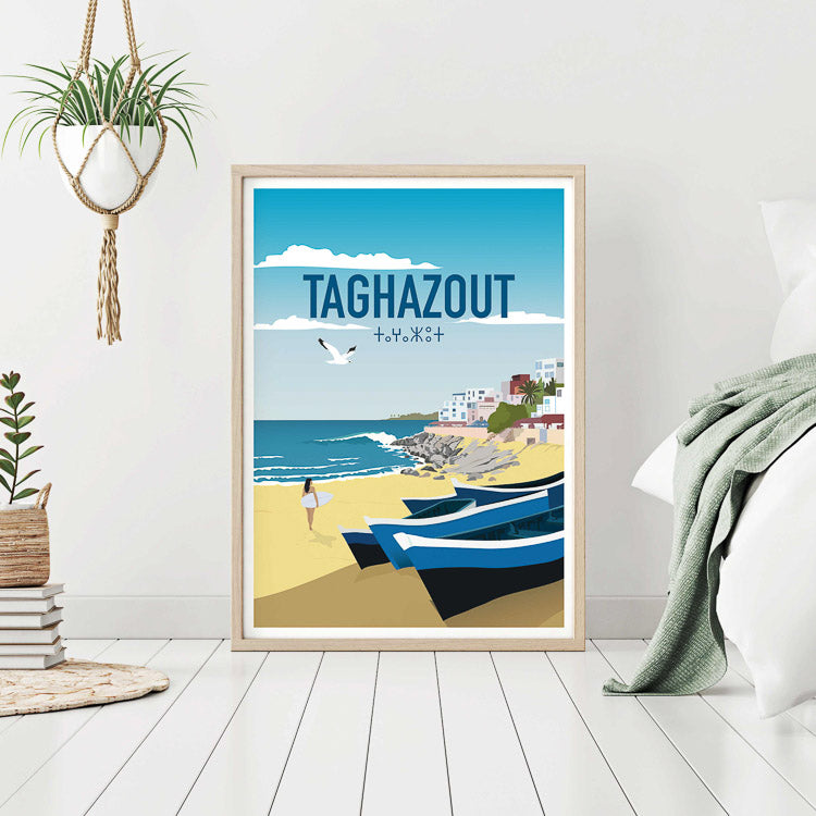 anchor point morocco print, taghazout surfing artwork, taghazout surf print