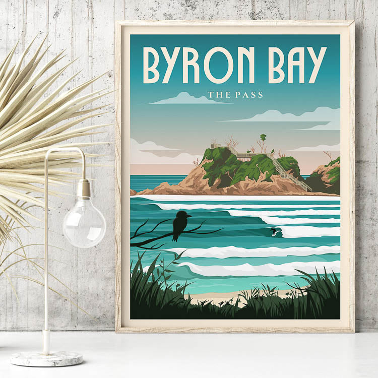 byron bay surf print, vintage surf posters australia, framed posters australia