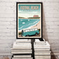 fistral beach print, fistral beach surf poster, fistral beach surf print, fistral beach surfing artwork