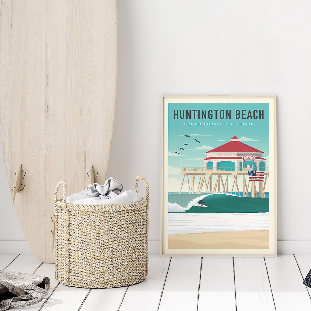 Large California Surf Poster in surf themed bedroom