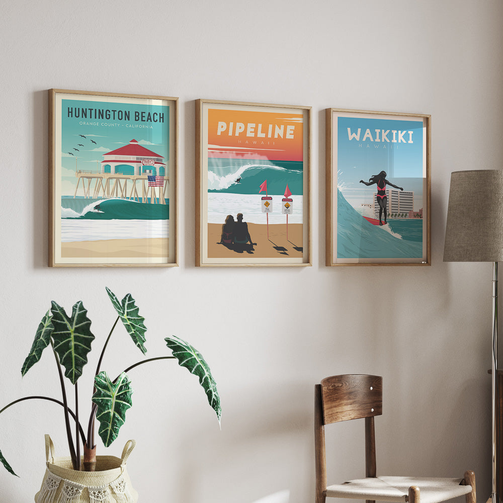 Huntington Beach, California Surf Wall Art – Wak-Wak Surf Posters