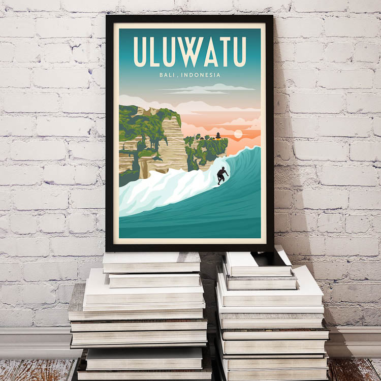 indonesia travel poster, bali travel poster, coastal art framed