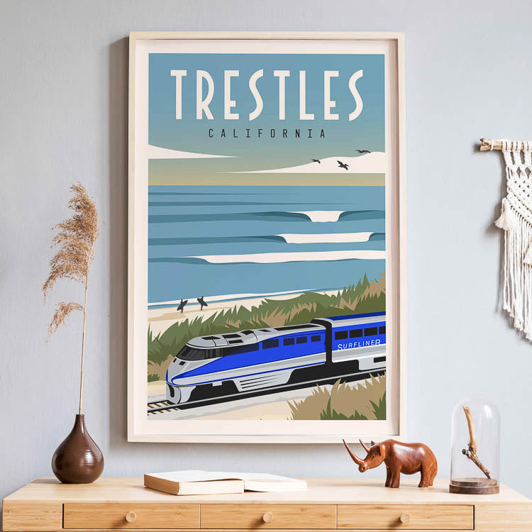 lowers trestles beach art print, modern coastal decor, coastal bedroom decor