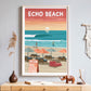 echo beach canggu poster, surf painting