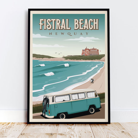 Cornwall Surf Print, Fistral Beach print, Newquay Surf Art, Surf Poster  