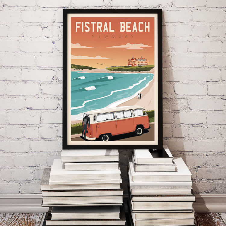 fistral beach surf decor, surfing artwork uk