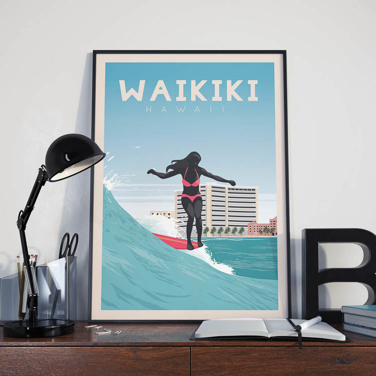 hawaiian print, surf aesthetic, surfer girl print