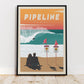 hawaii poster, surfing artwork, hawaii travel poster