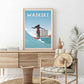 hawaii travel poster, waikiki surf wall art, ocean wave art, hawaii vintage beach prints