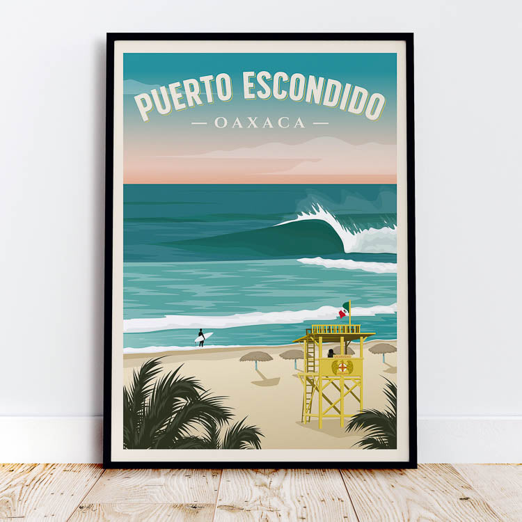 Mexico Puerto Escondido Surf Illustration 