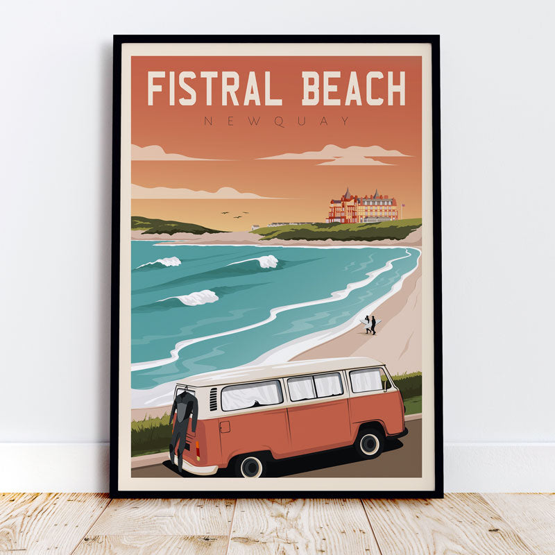 Cornwall Surf Poster UK | Fistral Beach Surf Print | Newquay UK Posters  