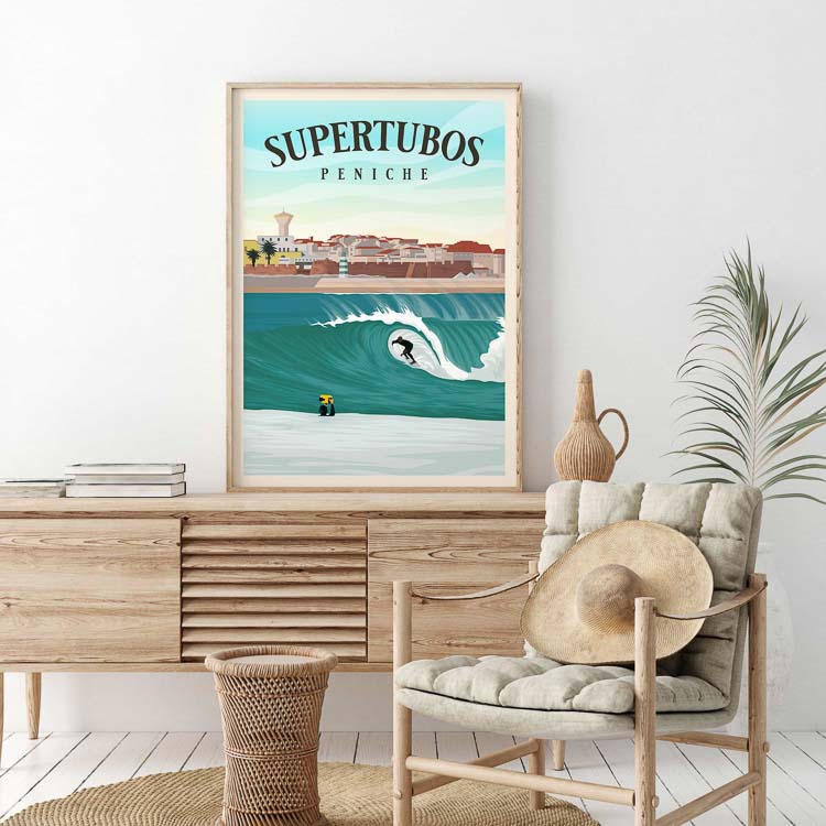portugal surf print, peniche surf print, supertubos surf print