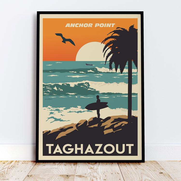 Taghazout Surf poster, morocco surf poster, anchor point surf poster