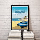 surfer girl art, surfer girl print, taghazout beach travel poster, surf prints framed