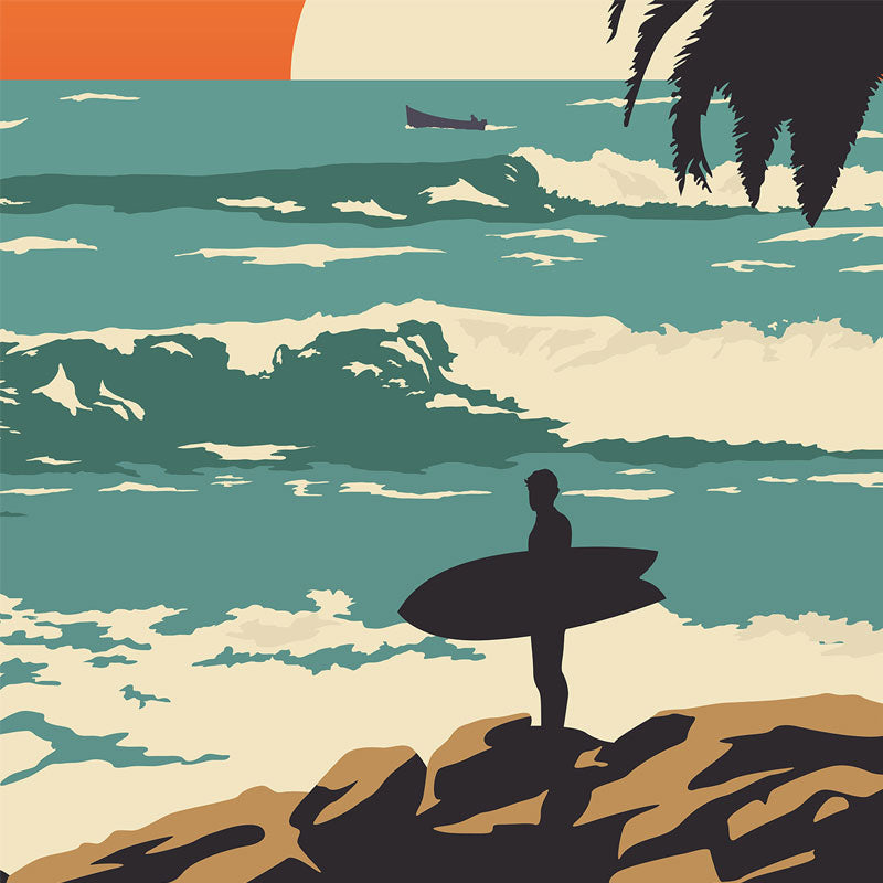 taghazout surf poster detail, vintage surf prints, surf poster vintage